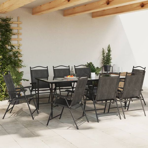 vidaXL Chaises de jardin pliables lot de 8 en acier et textilène