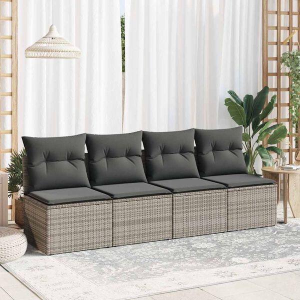 vidaXL Salon de jardin 2 pcs avec coussins gris résine tressée acacia