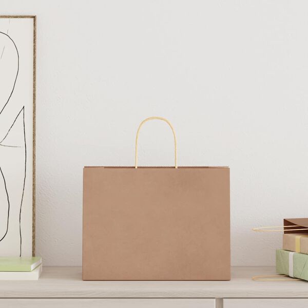 vidaXL Sacs en papier 50 pcs avec poign&eacute;es marron 32x17x25 cm