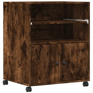 vidaXL Support d'imprimante avec roulettes ch&ecirc;ne fum&eacute; 60x48x74 cm