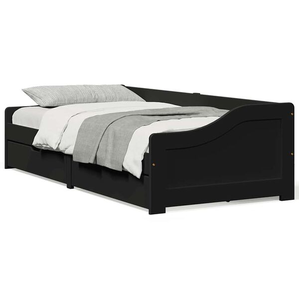vidaXL Lit de jour avec 2 tiroirs sans matelas IRUN noir 90x200 cm