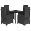 vidaXL Ensemble &agrave; manger de jardin coussins 5pcs Noir R&eacute;sine tress&eacute;e