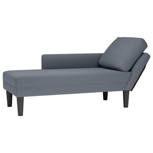 vidaXL Fauteuil long et coussin et accoudoir droit gris foncé velours