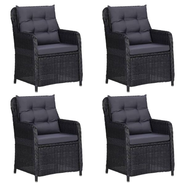 vidaXL Ensemble &agrave; manger de jardin 5 pcs Noir