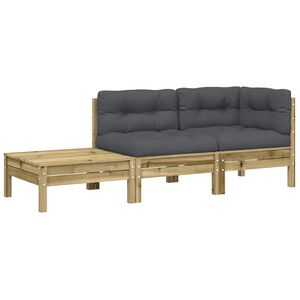 vidaXL Canap&eacute; de jardin avec coussins et repose-pied bois pin impr&eacute;gn&eacute;