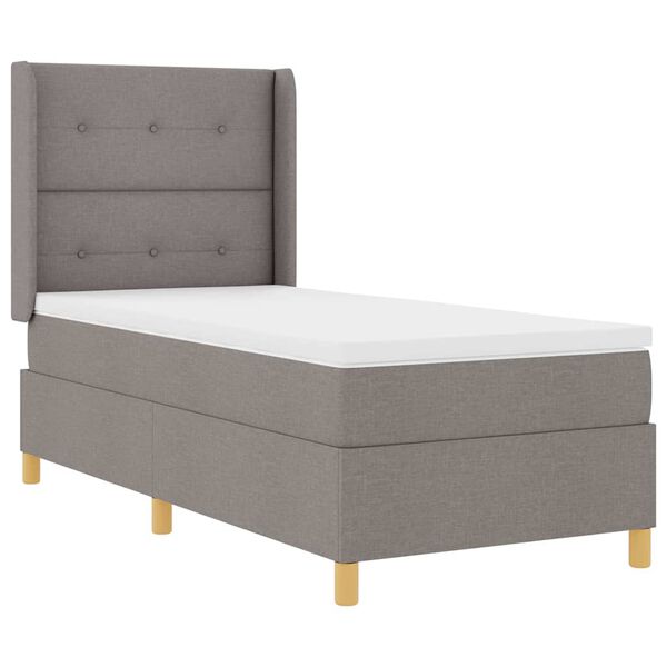 vidaXL Lit &agrave; ressorts avec matelas Taupe 140 x 200 cm tissu