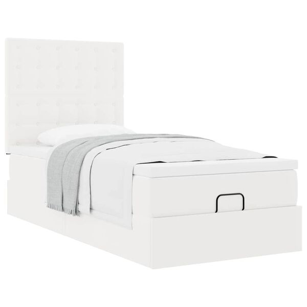 VidaXL Lit ottoman avec matelas blanc 90x190 cm similicuir