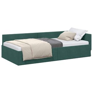 vidaXL Cadre de lit d'angle Vert fonc&eacute; 90 cm x 190 cm Velours
