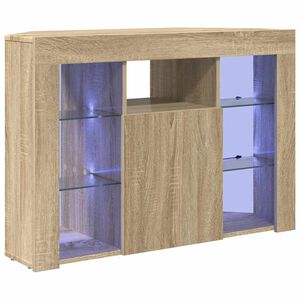 vidaXL Meuble TV LED d'Angle 100x40x68cm Ch&ecirc;ne Sonoma