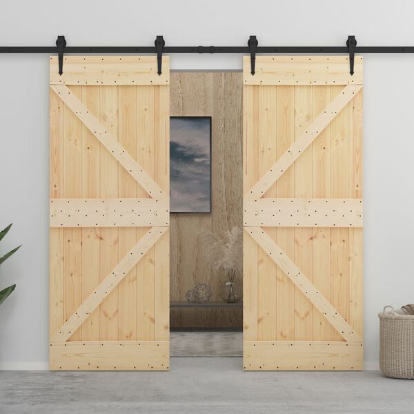 vidaXL Porte coulissante avec kit de quincaillerie 80x210cm Pin massif