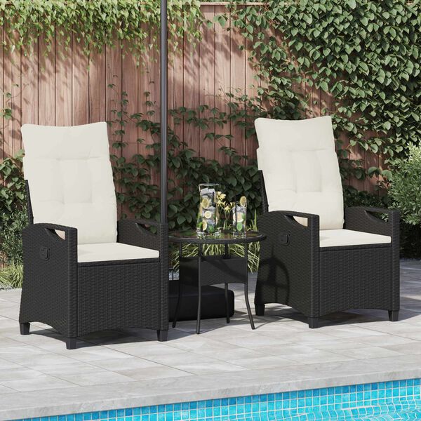 vidaXL Chaise de jardin 2 pcs Noir et Cr&egrave;me 56 x 60 x 112 cm
