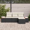 vidaXL Ensemble de canap&eacute; de jardin 4 pcs Noir et Cr&egrave;me Poly Rattan