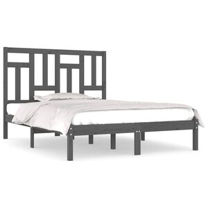 vidaXL Cadre de lit sans matelas gris 200x200 cm bois massif de pin