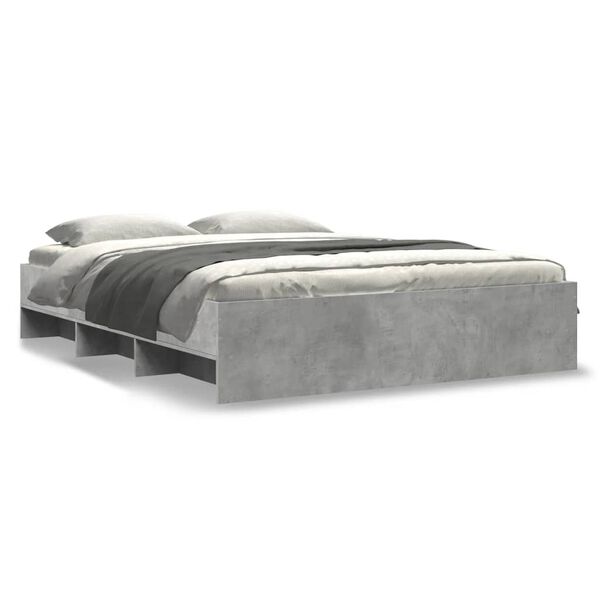 vidaXL Cadre de lit sans matelas gris b&eacute;ton 150x200 cm bois ing&eacute;nierie