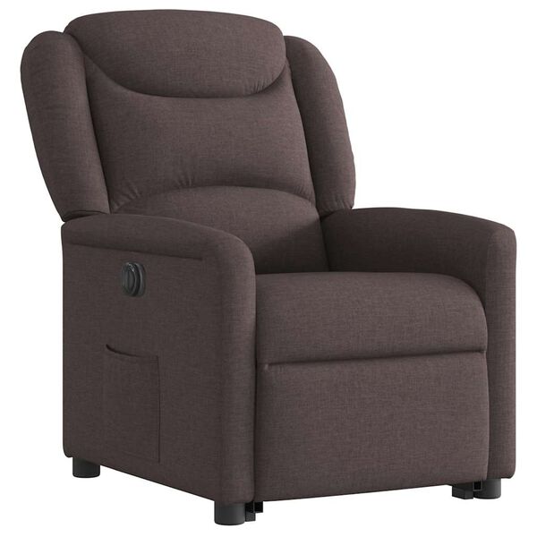 vidaXL Fauteuil inclinable &eacute;lectrique marron fonc&eacute; tissu