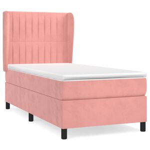 vidaXL Sommier &agrave; lattes de lit avec matelas Rose 90x200 cm Velours