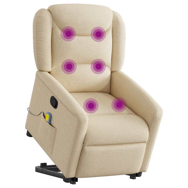 vidaXL Fauteuil inclinable de massage Cr&egrave;me Tissu