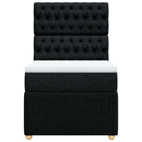 vidaXL Sommier &agrave; lattes de lit avec matelas Noir 90x190 cm Tissu