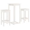 vidaXL Ensemble de bar 3 pcs Blanc Bois de pin massif