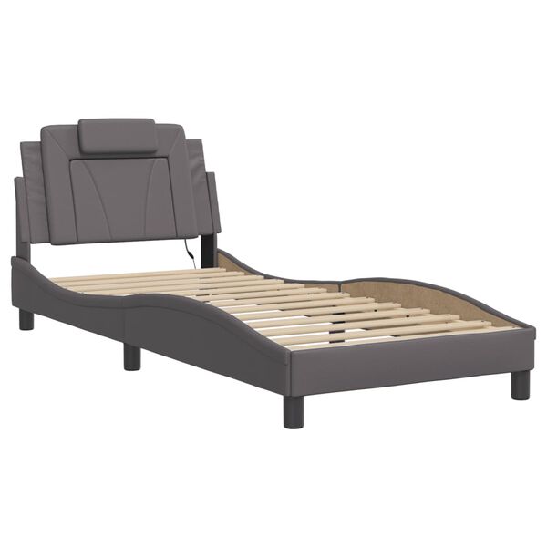 vidaXL Cadre de lit Viana avec LED sans matelas gris 80x200 cm