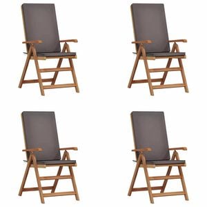 vidaXL Chaise de jardin 4 pc Marron et gris Bois de teck massif