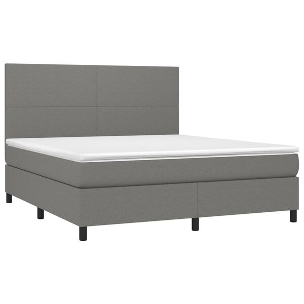 vidaXL Sommier &agrave; lattes de lit avec matelas Gris fonc&eacute; 160x200cm Tissu