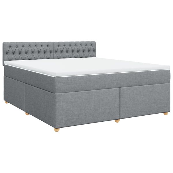 vidaXL Sommier &agrave; lattes de lit avec matelas Gris clair 180x200cm Tissu