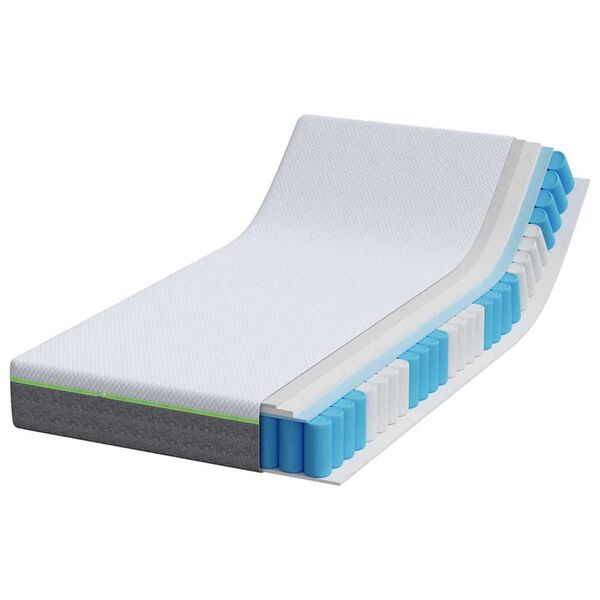 vidaXL Matelas Blanc et Gris 90 x 190 cm Ressort ensach&eacute;