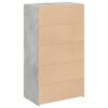 vidaXL Buffet haut gris b&eacute;ton 70x41x124 cm bois d'ing&eacute;nierie