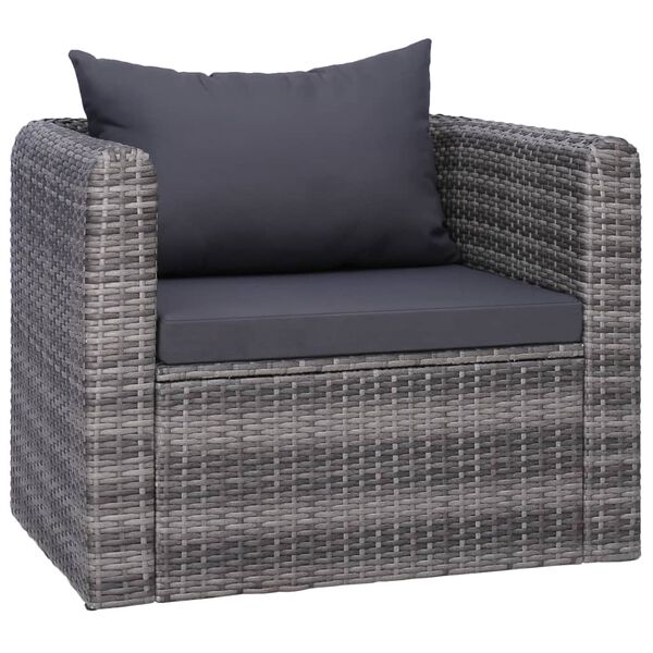 vidaXL Salon de jardin 8 pcs avec coussins r&eacute;sine tress&eacute;e gris
