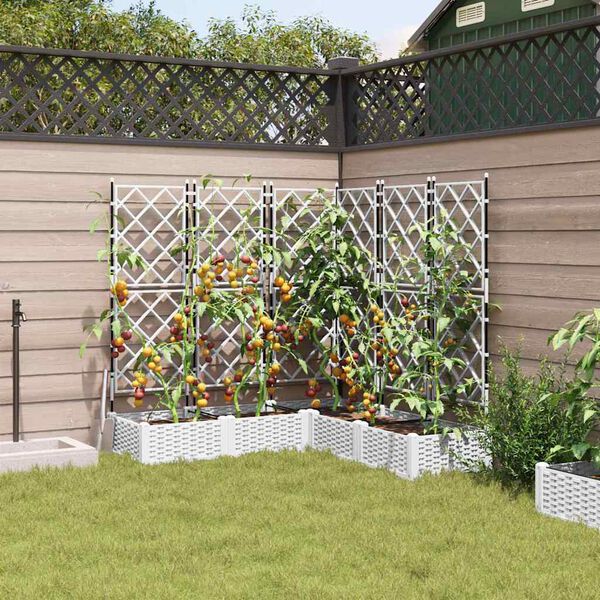 vidaXL Cache-pot de jardin 5 pcs Blanc 120 x 120 x 125,5 cm Acier