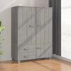 vidaXL Garde-robe HAMAR Gris clair 99x45x137 cm Bois massif de pin