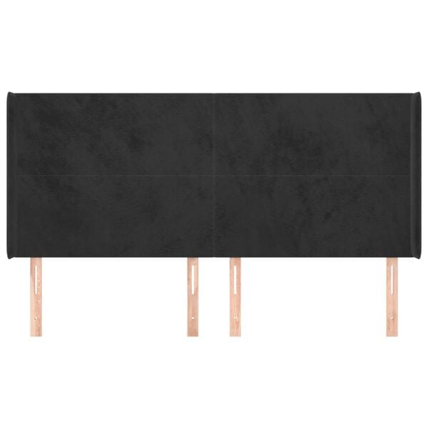 vidaXL T&ecirc;te de lit avec oreilles Noir 183x16x118/128 cm Velours