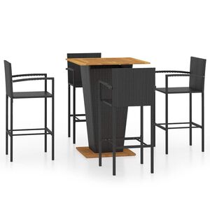 vidaXL Ensemble de bar de jardin 5 pcs Noir