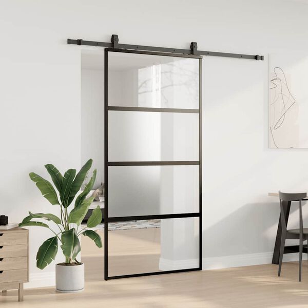 vidaXL Porte coulissante avec kit de quincaillerie noir 102,5x205 cm