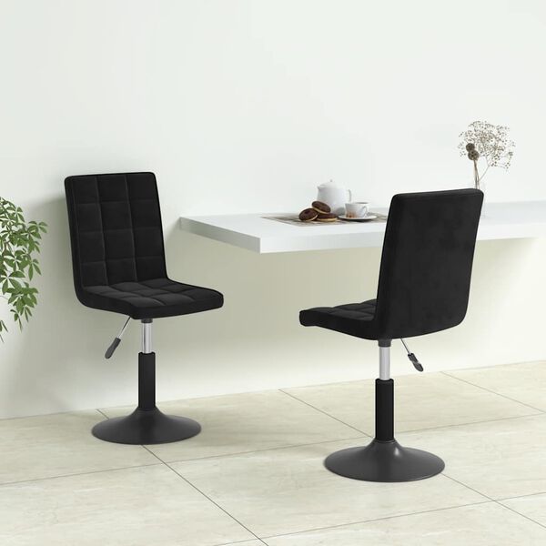 vidaXL Chaises pivotantes &agrave; manger lot de 2 noir velours