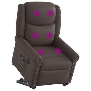 vidaXL Fauteuil inclinable massage &eacute;lectrique marron brillant