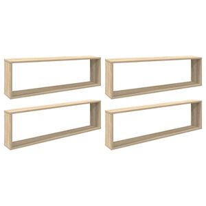 vidaXL &Eacute;tag&egrave;res cube murales 4 pcs ch&ecirc;ne sonoma bois d'ing&eacute;nierie