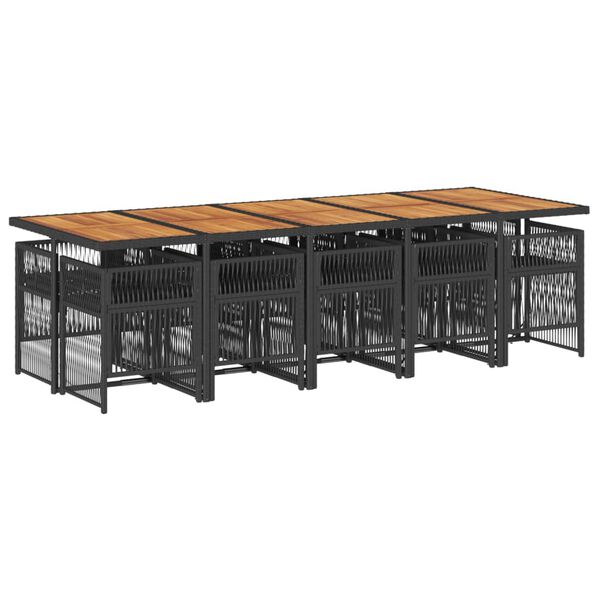 vidaXL Ensemble &agrave; manger de jardin 11 pcs coussins noir r&eacute;sine tress&eacute;e