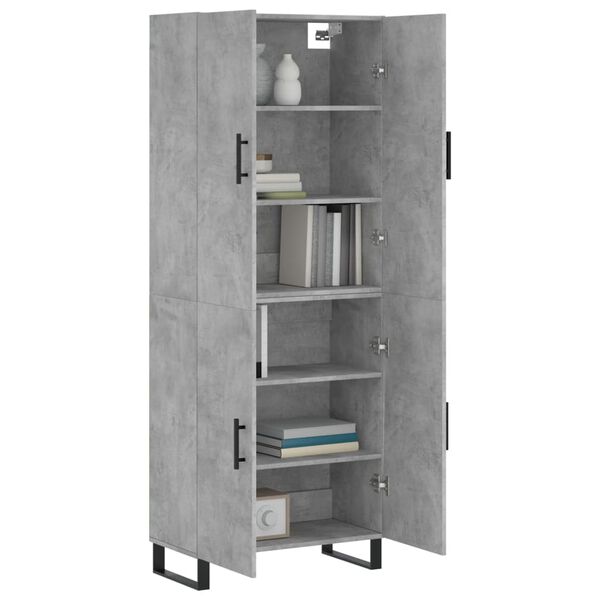 vidaXL Buffet haut Gris b&eacute;ton 69,5x34x180 cm Bois d'ing&eacute;nierie