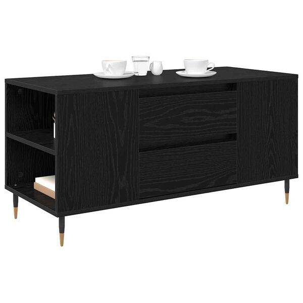 vidaXL Table basse Ch&ecirc;ne noir 102 x 44,5 x 50 cm Bois d'ing&eacute;nierie
