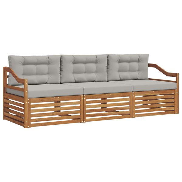 vidaXL Ensemble de canap&eacute;s d'ext&eacute;rieur 3 pcs Gris Naturel et Clair