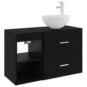vidaXL Ensemble de mobilier de salle de bain 2 pc Ch&ecirc;ne noir