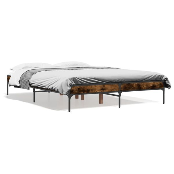 vidaXL Cadre de lit sans matelas ch&ecirc;ne fum&eacute; 120x200 cm