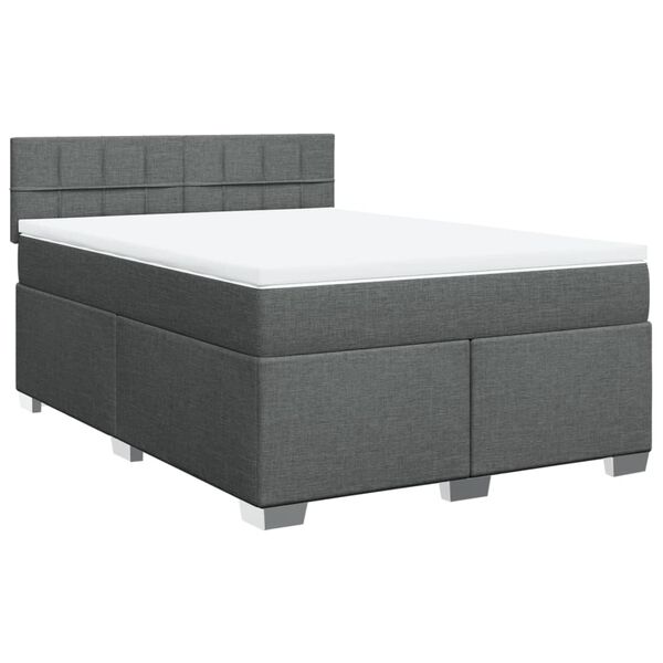 vidaXL Sommier &agrave; lattes de lit avec matelas Gris fonc&eacute; 160x200cm Tissu