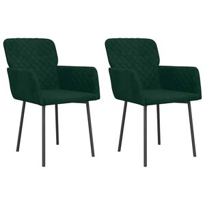 vidaXL Chaises &agrave; manger lot de 2 Vert fonc&eacute; Velours