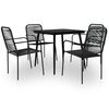 vidaXL Ensemble &agrave; manger de jardin 5 pcs Corde en coton et acier Noir