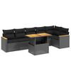 vidaXL Salon de jardin 7 pcs avec coussins noir r&eacute;sine tress&eacute;e