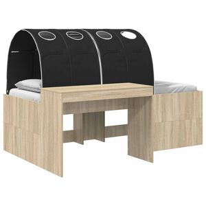 vidaXL Cadre de lit avec tunnel avec &eacute;tag&egrave;re 3 pc Ch&ecirc;ne Sonoma et noir