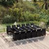 vidaXL Ensemble &agrave; manger de jardin coussins 13 pcs R&eacute;sine tress&eacute;e Noir